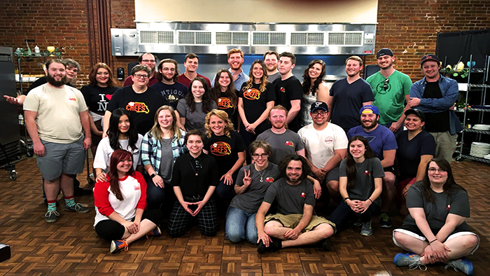 Show-Me Chefs Season 3 Production Team takes a group photo at 319 Events Center in Downtown Springfield